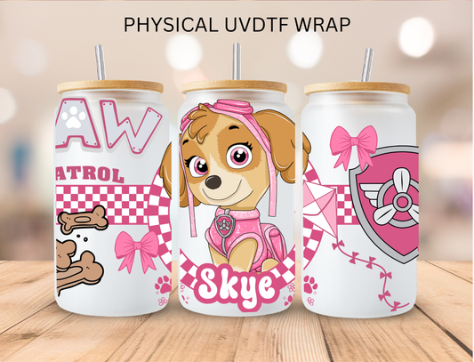 Pink Firefighter Dog - 16 oz / 20 oz Libby UV DTF
