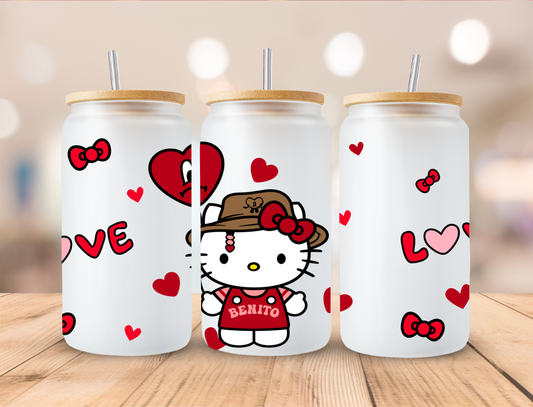 Valentine's Kitty Hearts - 16 oz / 20 oz Libby UV DTF Wrap