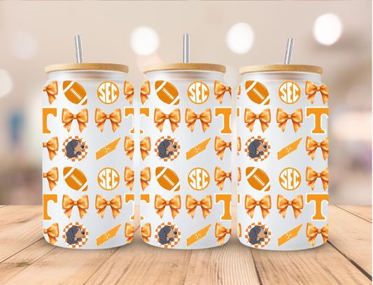 Football Vols Coquette - 16 oz / 20 oz Libby UV DTF Wrap