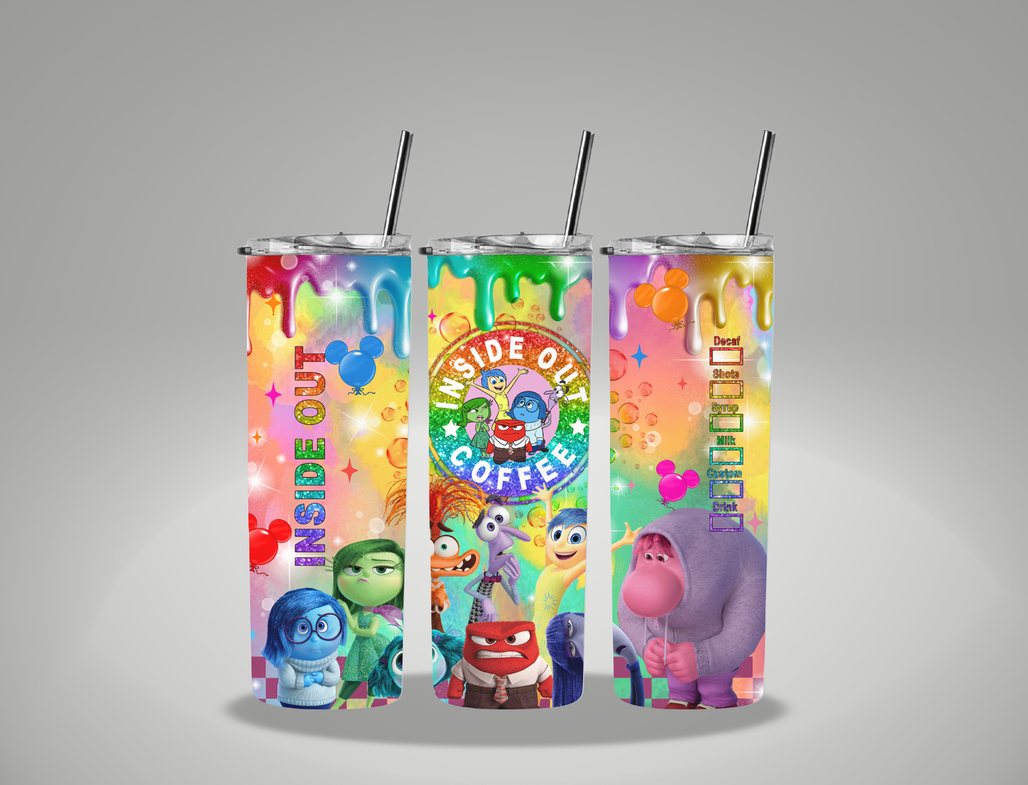 Colorful Emotion Characters - 20oz Skinny Tumbler / 25 Oz Glass Tumbler Wrap EXCLUSIVE