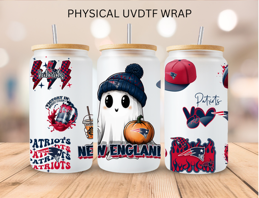 Patriots Ghost NFL Team - 16 oz / 20 oz Libby UV DTF Wrap