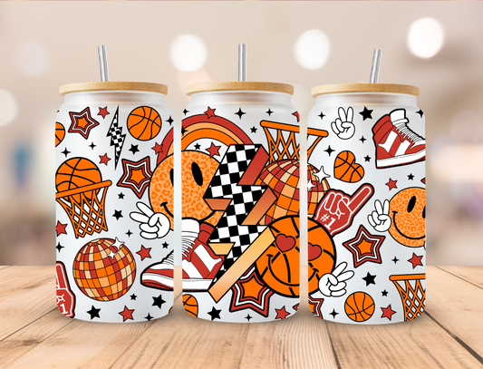 Retro Basketball - 16oz Libby UV DTF Wrap