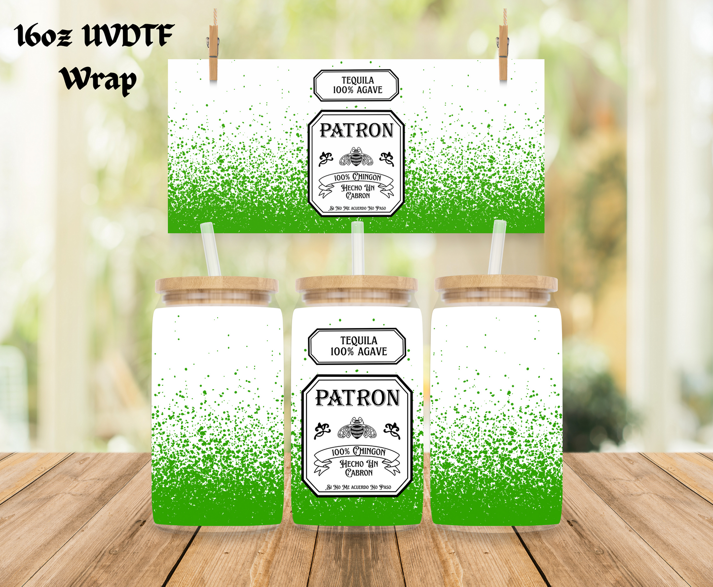 Green Patrona Tequilas 100% Agave - 16 oz Libby Wrap