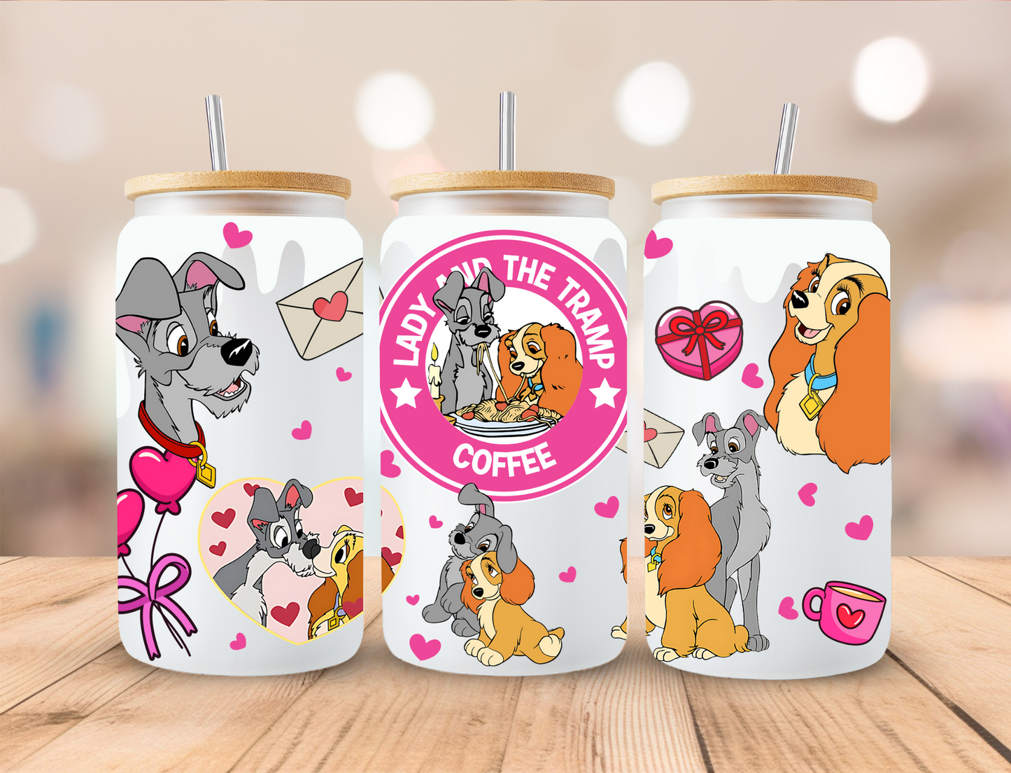 Valentines Dog Couple Coffee - 16 oz / 20 oz Libby UV DTF Wrap