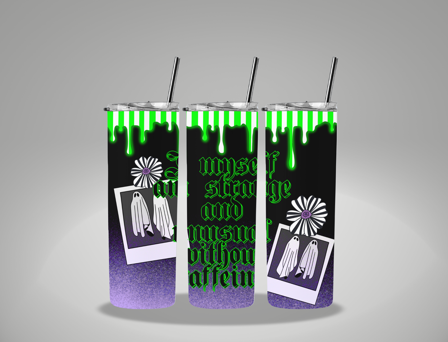 Halloween Juice Without Caffein - 20oz Skinny Tumbler / 25 Oz Glass Tumbler Wrap