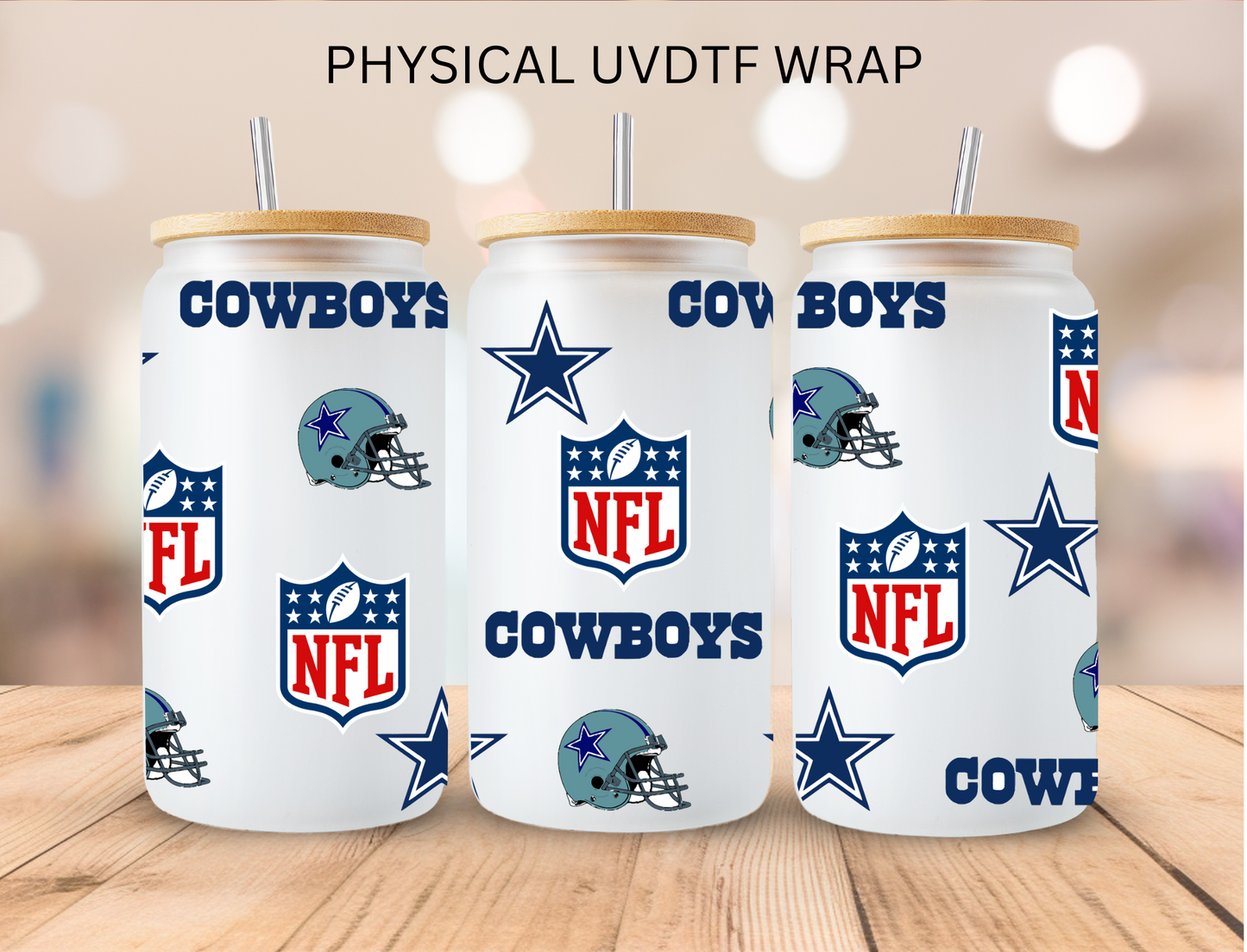 Football Sports Dallas Cowboys V3 - 16 oz / 20 oz Libby UV DTF Wrap