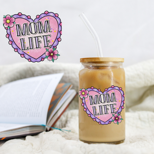 Mom Life Ruffled Heart - UV DTF Libby Decal Gravitee Exclusive
