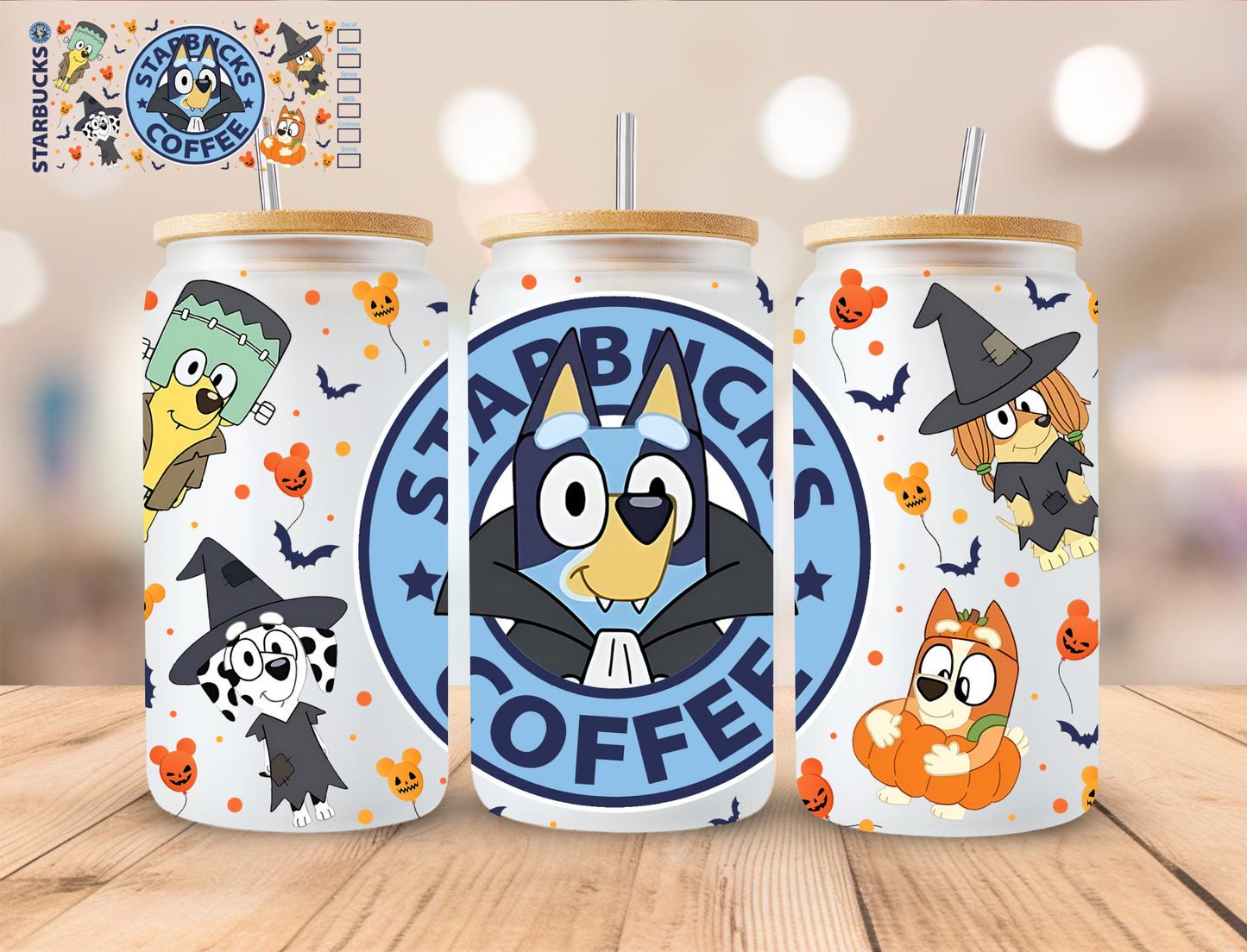 Halloween Blue Dog - 16 oz / 20 oz Libby UV DTF Wrap