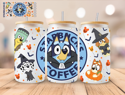 Halloween Blue Dog - 16 oz / 20 oz Libby UV DTF Wrap