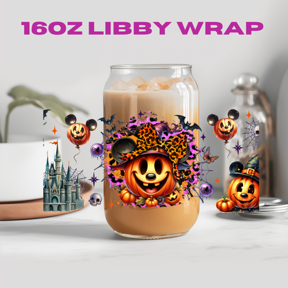 Halloween Leopard Bow Character Collection - 16 oz / 20 oz Libby UV DTF Wrap