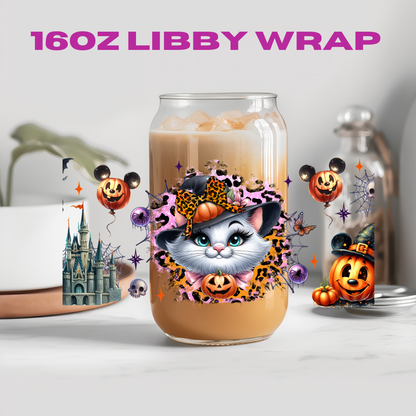 Halloween Leopard Bow Character Collection - 16 oz / 20 oz Libby UV DTF Wrap
