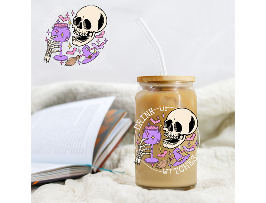 Halloween Drink Up Witches (White) - UVDTF decals