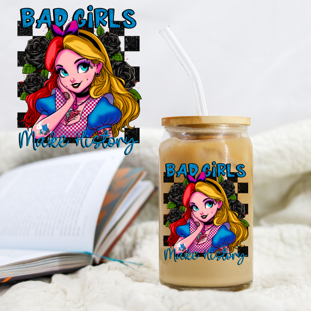 Bad Girl's Collection Checkered Wonderland Princess - UV DTF Libby Decal CSTAGE EXCLUSIVE