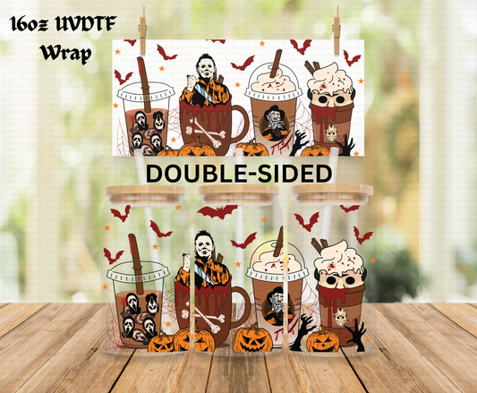 Halloween Horror Guys Coffee Mugs - 16 oz Libby UV DTF DOUBLESIDED Wrap RTS