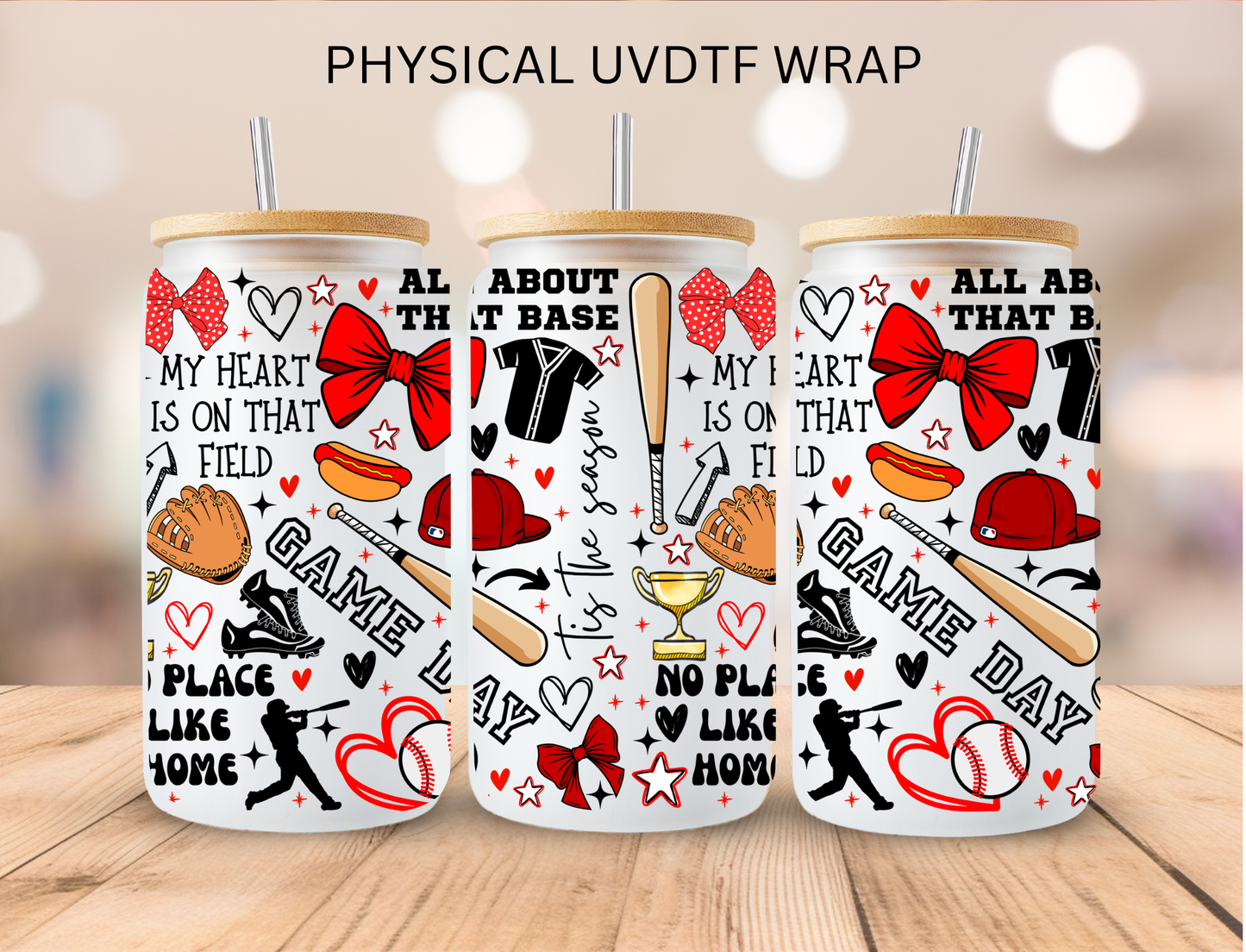 Game Day Red - 16 oz / 20 oz Libby UV DTF Wrap