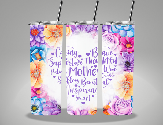 Mother's Day Heart Affirmations - 20oz Skinny Tumbler Wrap