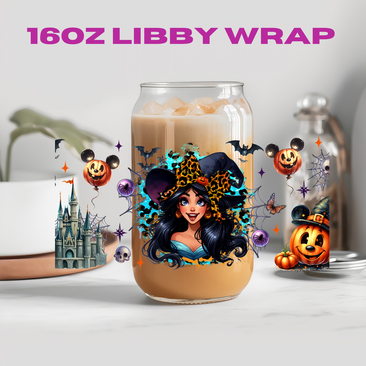 Halloween Leopard Bow Character Collection - 16 oz / 20 oz Libby UV DTF Wrap