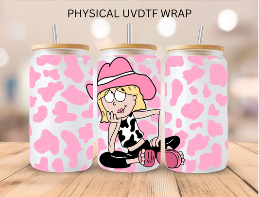 Pink Cow Print Lizzie - 16 oz / 20 oz Libby UV DTF Wrap