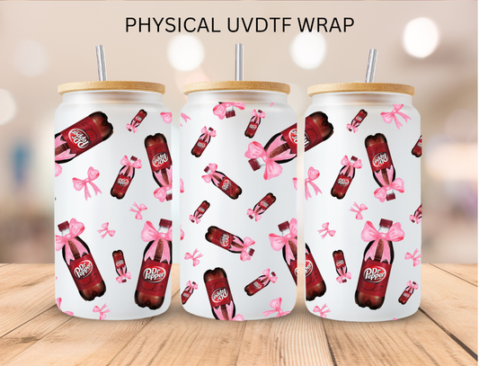 Dr Pepper And Bows - 16 oz / 20 oz Libby UV DTF Wrap