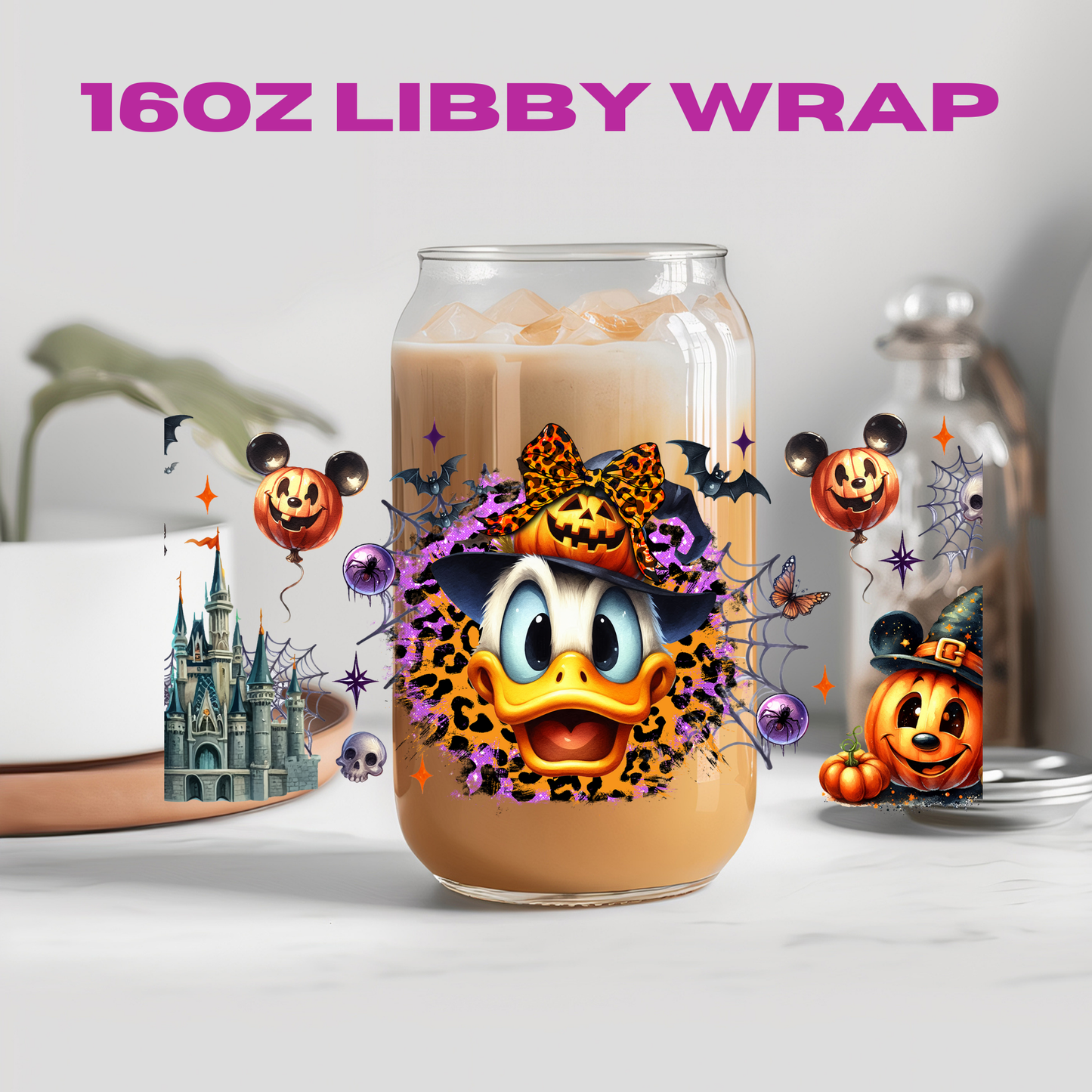 Halloween Leopard Bow Character Collection - 16 oz / 20 oz Libby UV DTF Wrap