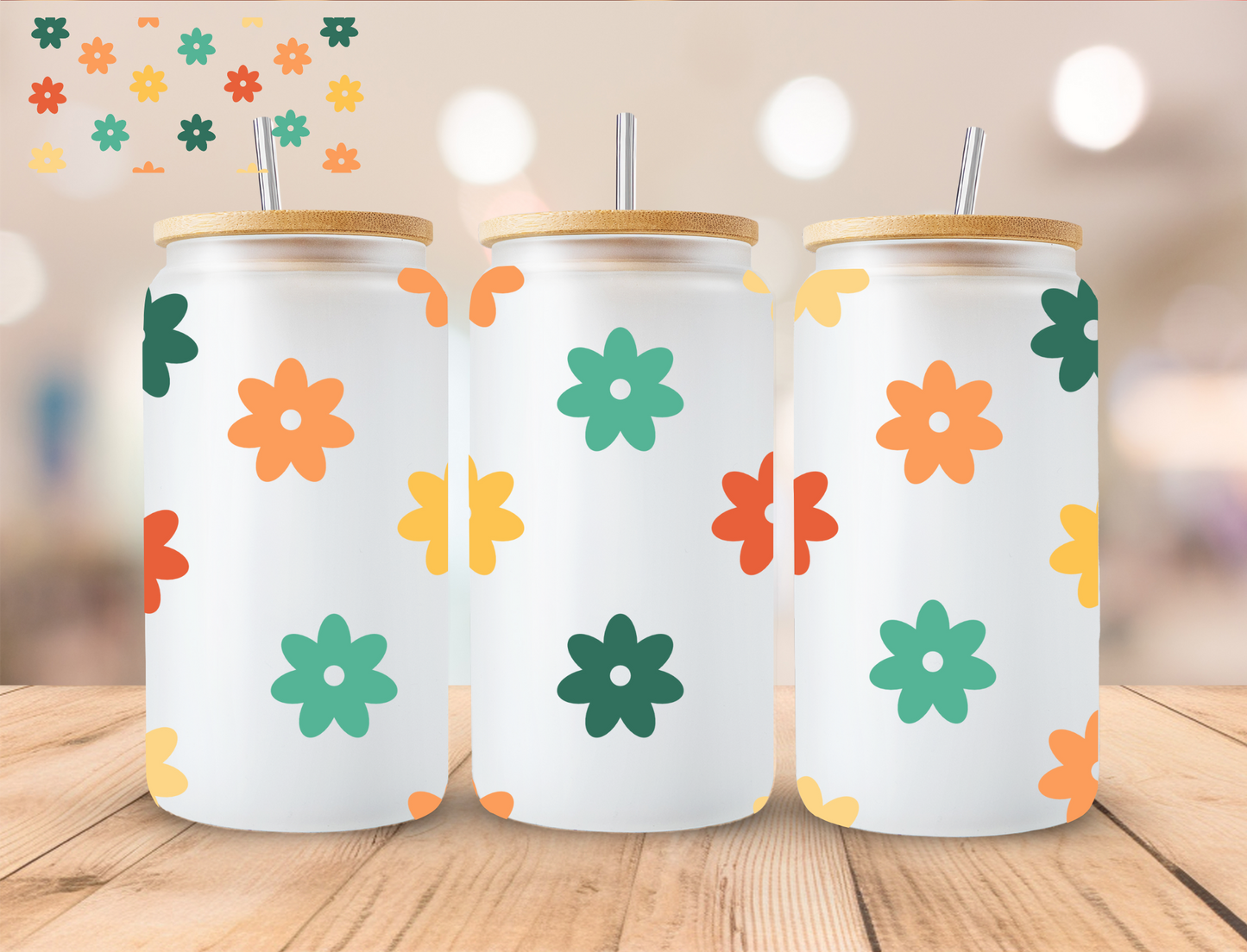 Floral - 16 oz / 20 oz Libby UV DTF Wrap