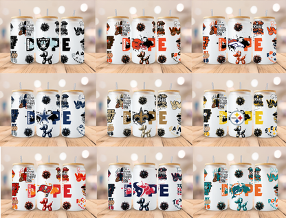 Football NFL Dope Teams - 16 oz / 20 oz Libby UV DTF Wrap