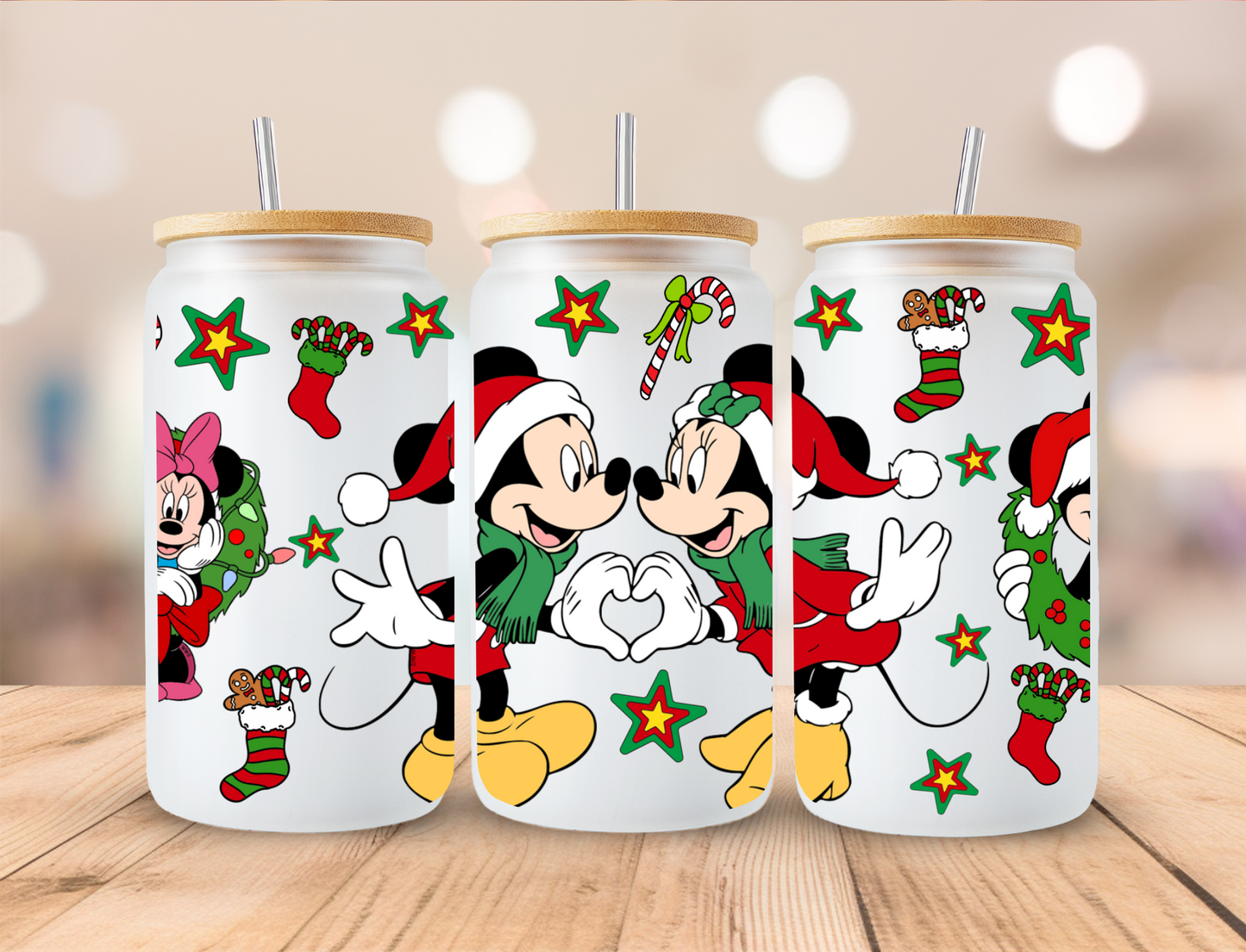 Christmas Mouse Couple - 16oz Libby UV DTF Wrap