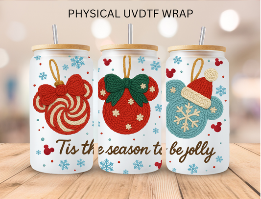 Christmas Tis The Season To Be Jolly - 16 oz / 20 oz Libby UV DTF Wrap