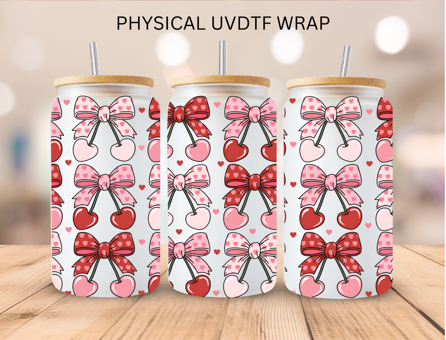 Valentine Coquette Cherries - 16 oz / 20 oz Libby UV DTF