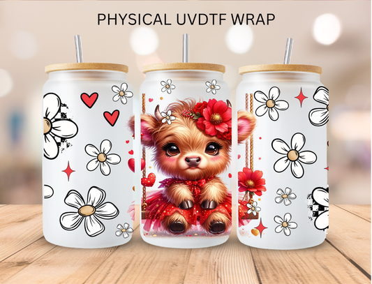 Red Tutu Cow and Daisies - 16 oz / 20 oz Libby UV DTF