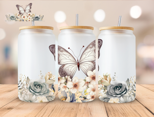 Brown Butterfly - 16 oz / 20 oz Libby UV DTF Wrap