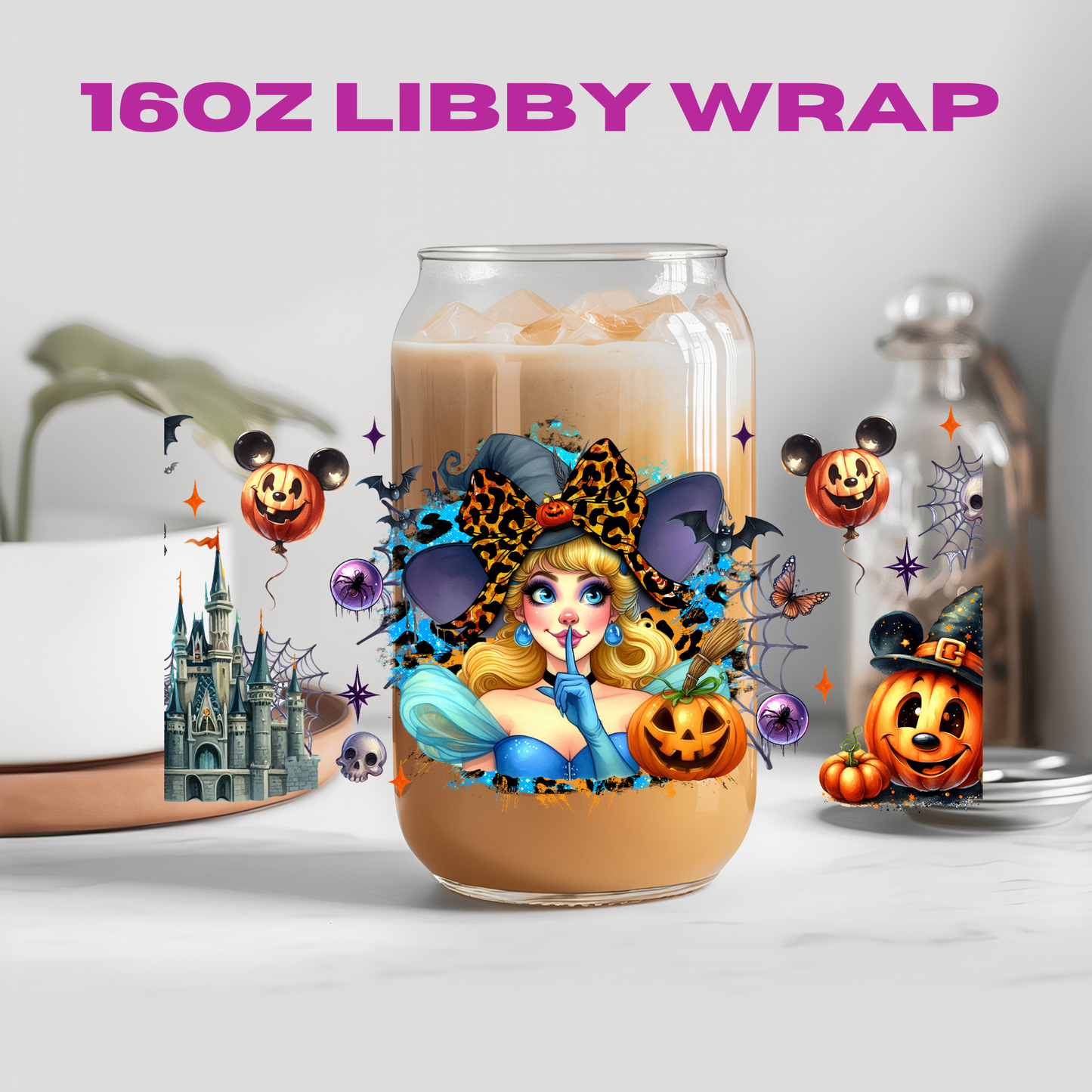 Halloween Leopard Bow Character Collection - 16 oz / 20 oz Libby UV DTF Wrap