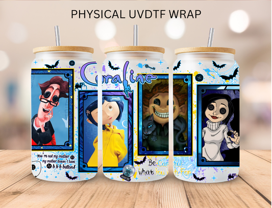 Halloween Polaroid Button Eyed Girl - 16 oz / 20 oz Libby UV DTF Wrap