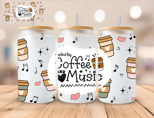 Coffee And Music - 16 oz / 20 oz Libby UV DTF Wrap