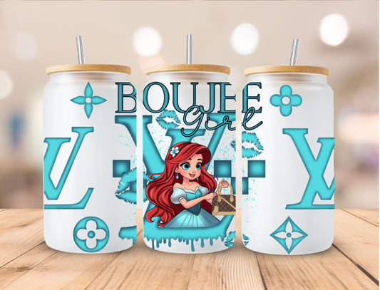 Boujee LV Mermaid Princess - 16 oz / 20 oz Libby UV DTF Wrap