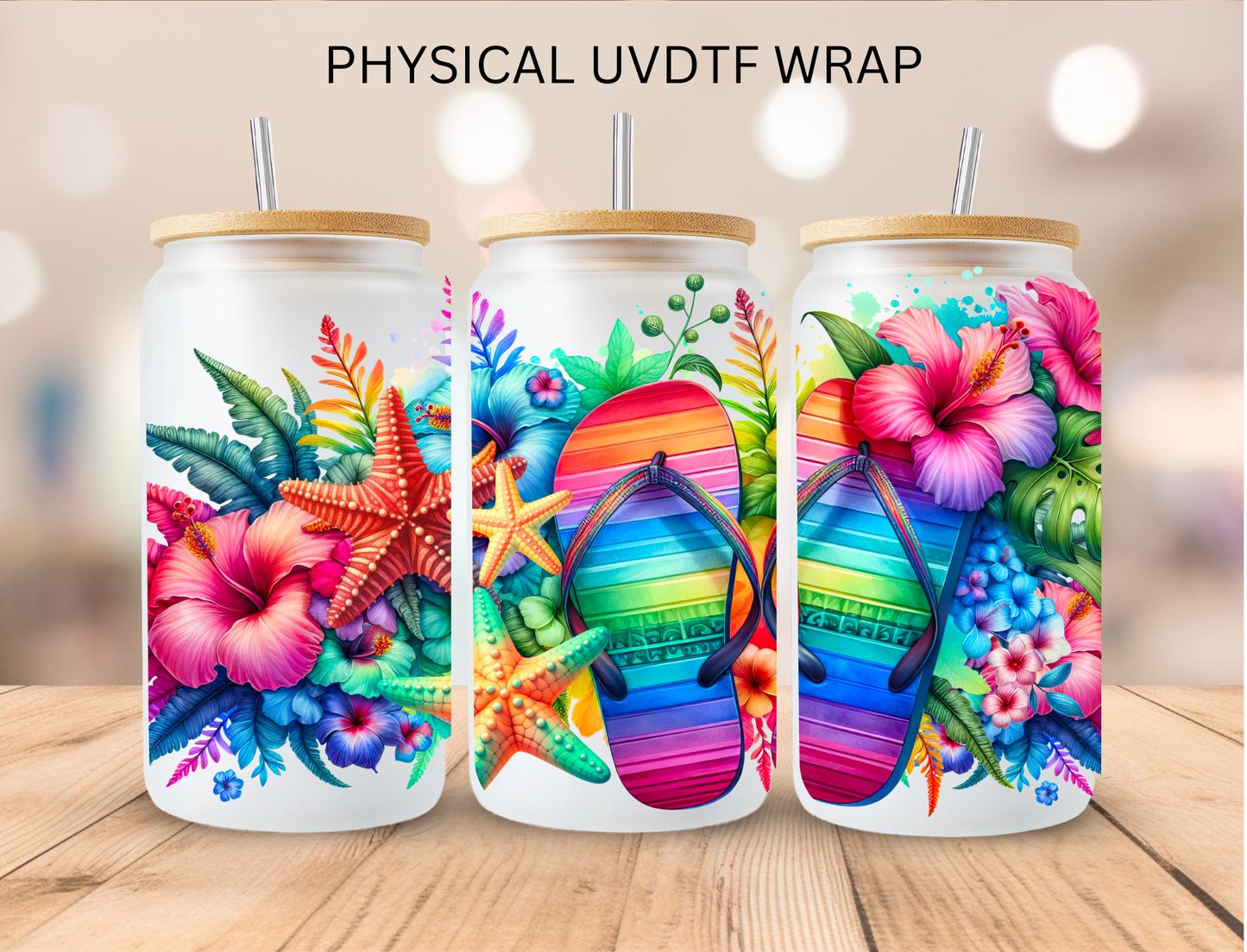Rainbow Flip Flops - 16 oz / 20 oz Libby UV DTF