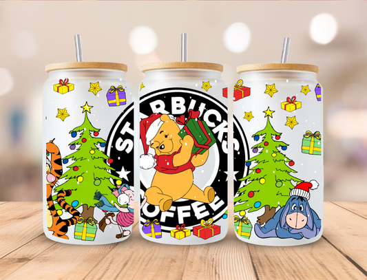 Panda Christmas Coffee - 16oz Libby UV DTF Wrap