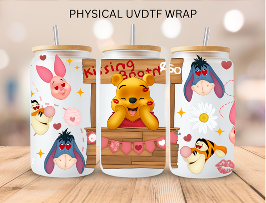 Valentine Kiss Booth Bear - 16 oz / 20 oz Libby UV DTF
