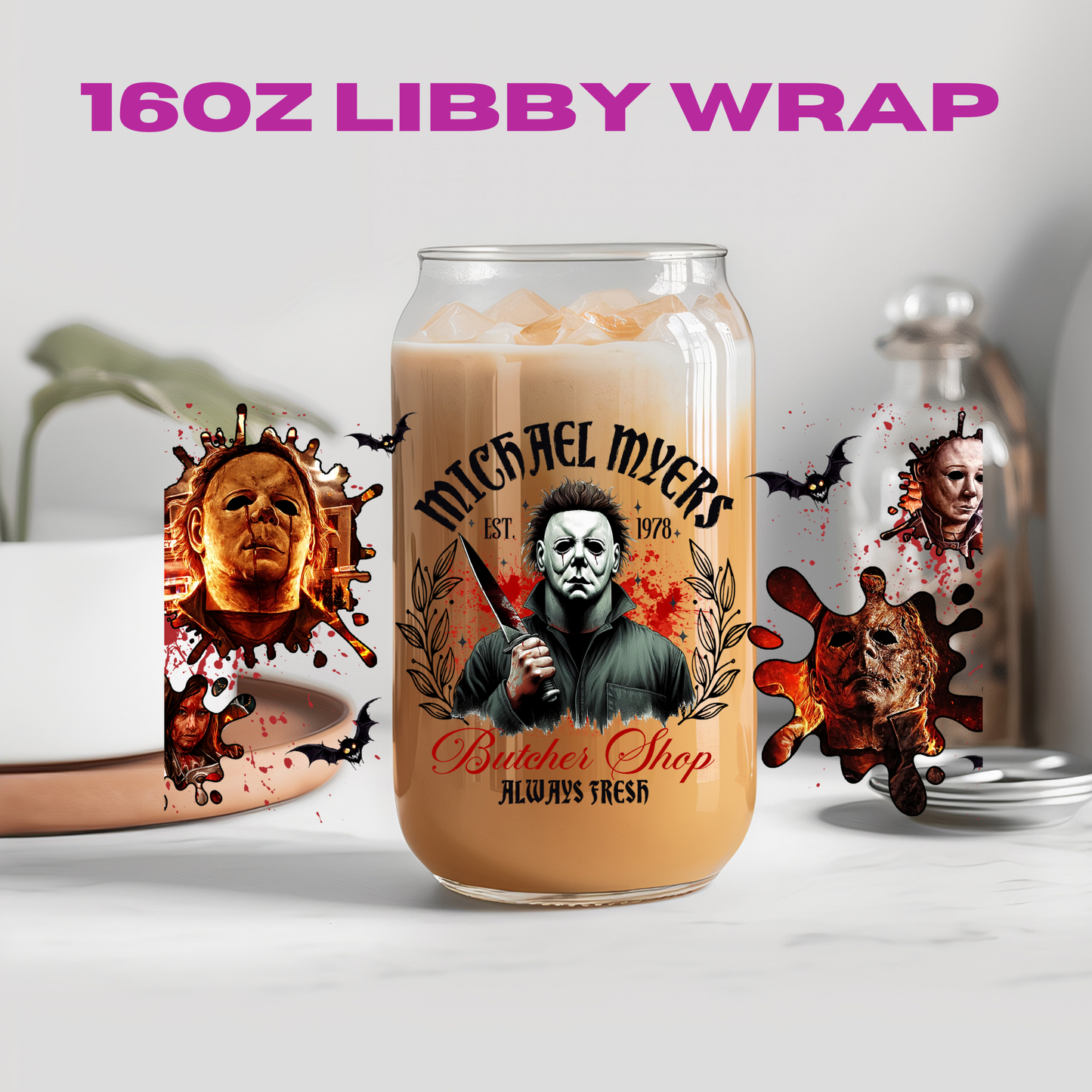 Halloween Horror Guys Collection - 16 oz / 20 oz Libby UV DTF Wrap