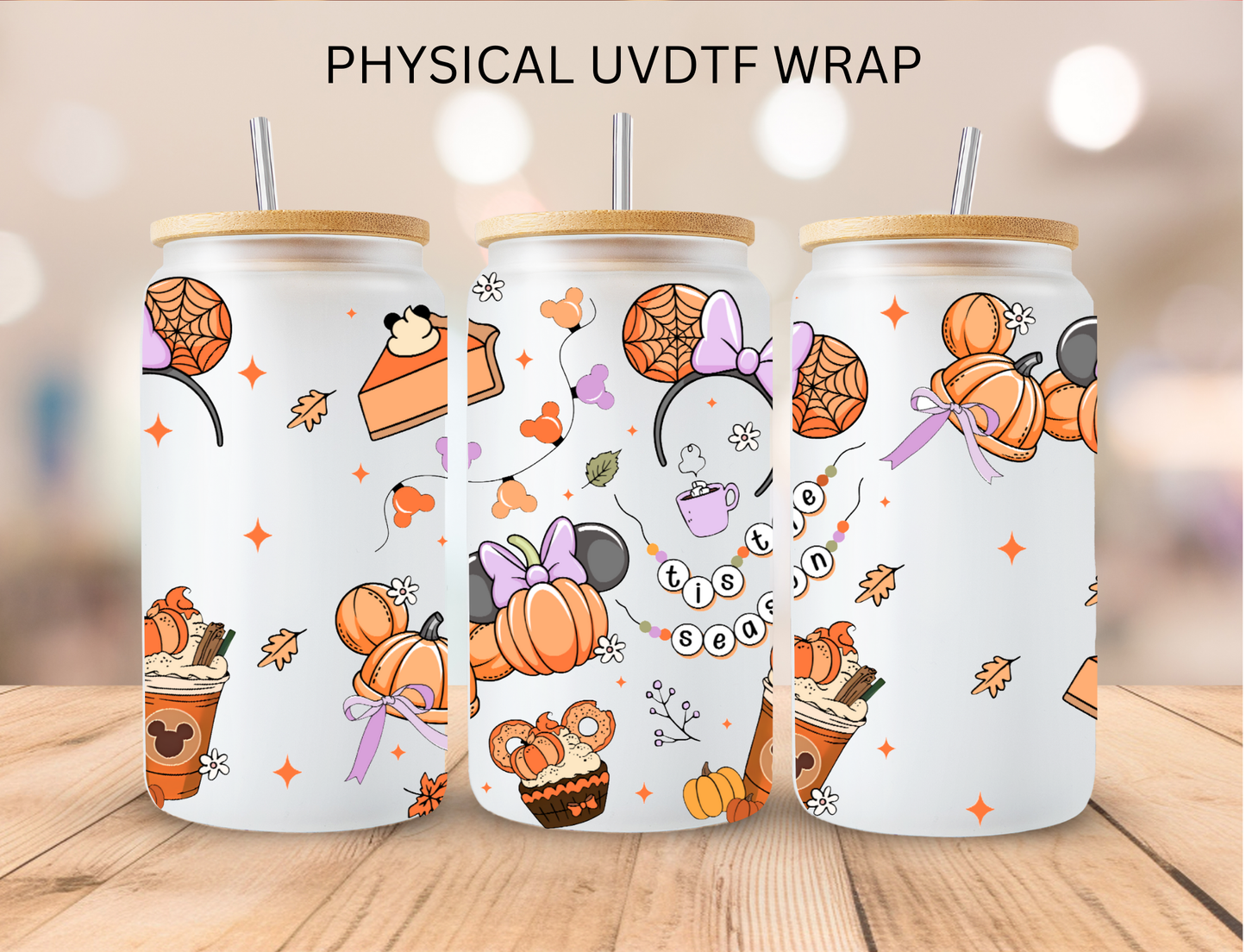 Fall Pumpkin Mouse - 16 oz / 20 oz Libby UV DTF Wrap