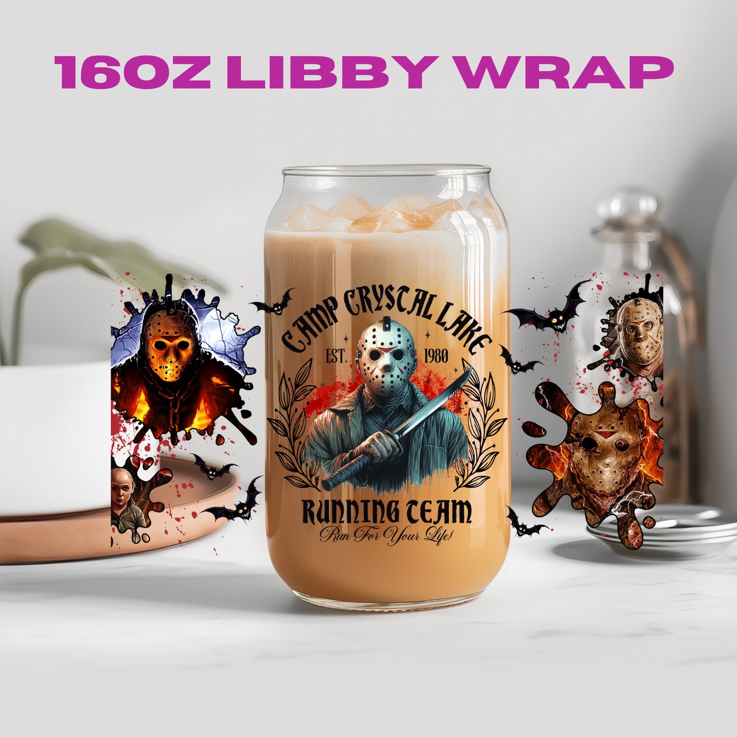 Halloween Horror Guys Collection - 16 oz / 20 oz Libby UV DTF Wrap