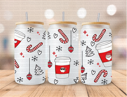 Christmas Ornament and Coffee - 16 oz / 20 oz Libby UV DTF Wrap