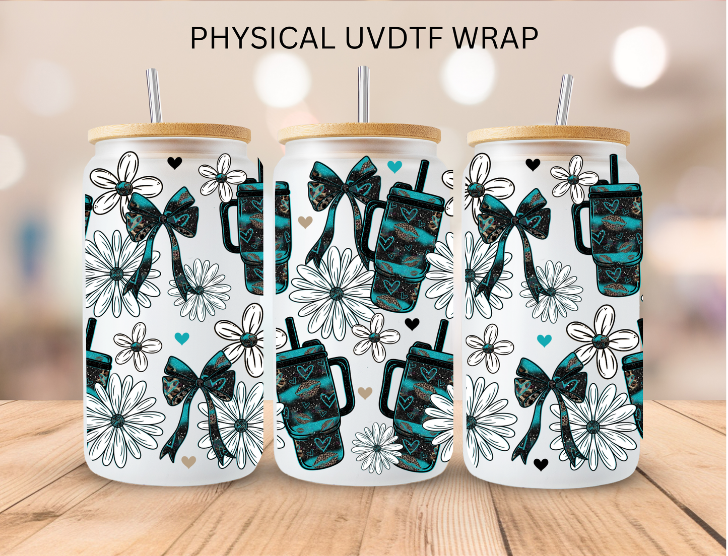 Valentine Tumbler and Daisies - 16 oz / 20 oz Libby UV DTF