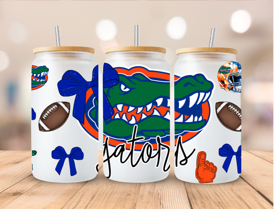 Football Sports Coquette Florida Gators - 16 oz / 20 oz Libby UV DTF Wrap