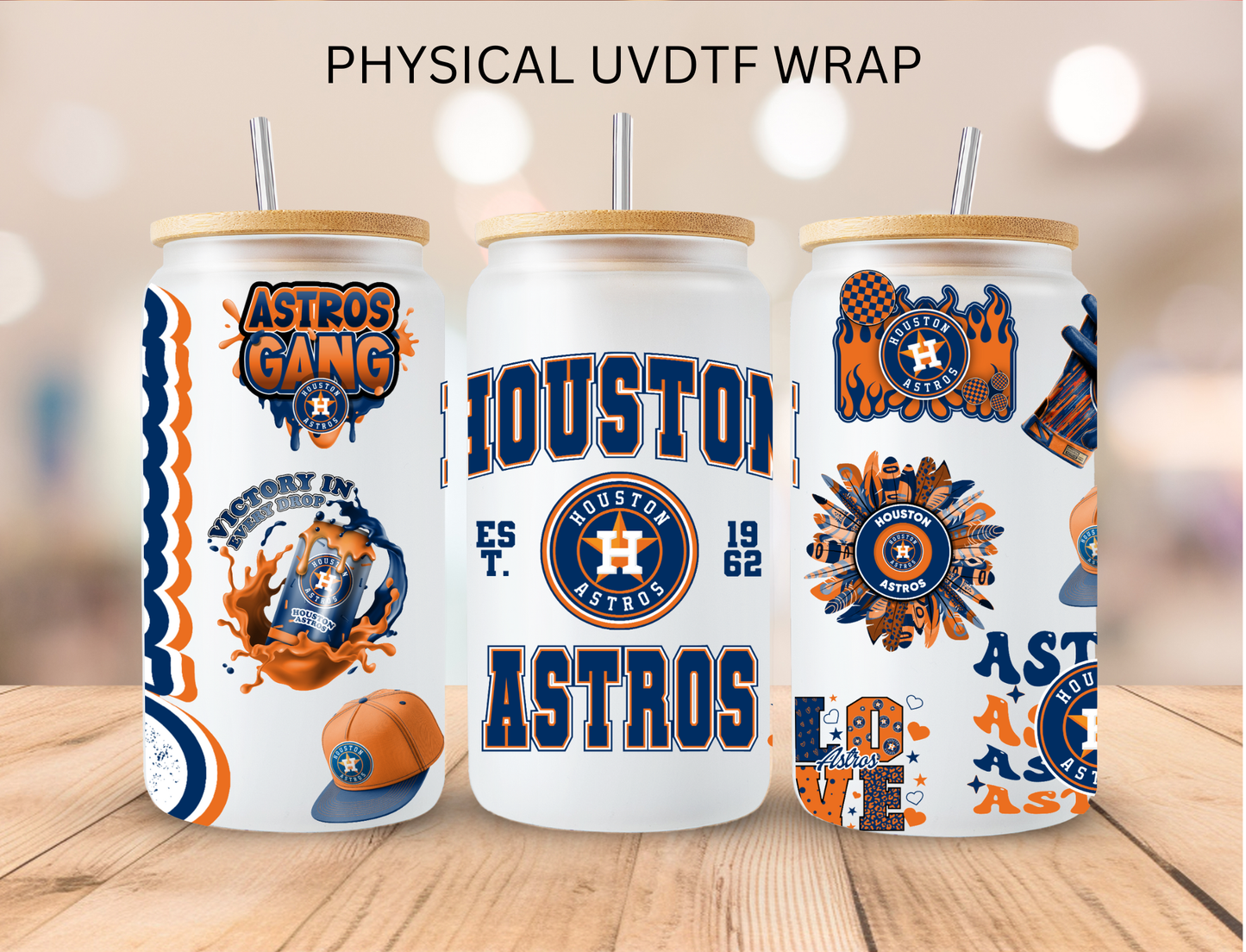 Astros NFL Team - 16 oz / 20 oz Libby UV DTF Wrap