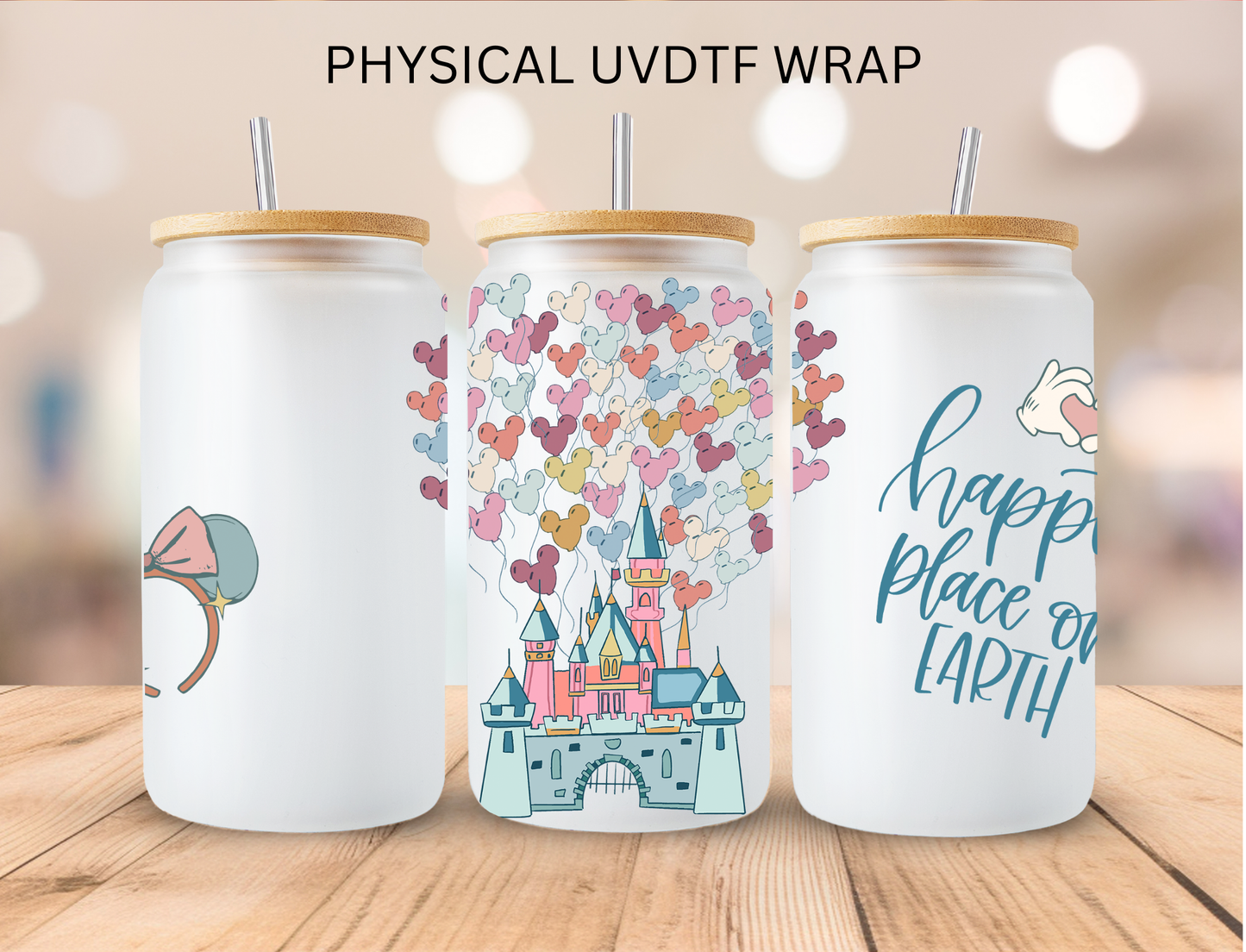 Watercolor Castle Happiest Place On Earth - 16 oz / 20 oz Libby UV DTF