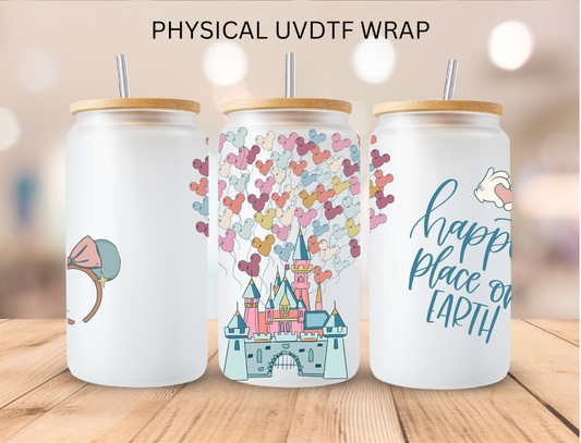 Watercolor Castle Happiest Place On Earth - 16 oz / 20 oz Libby UV DTF