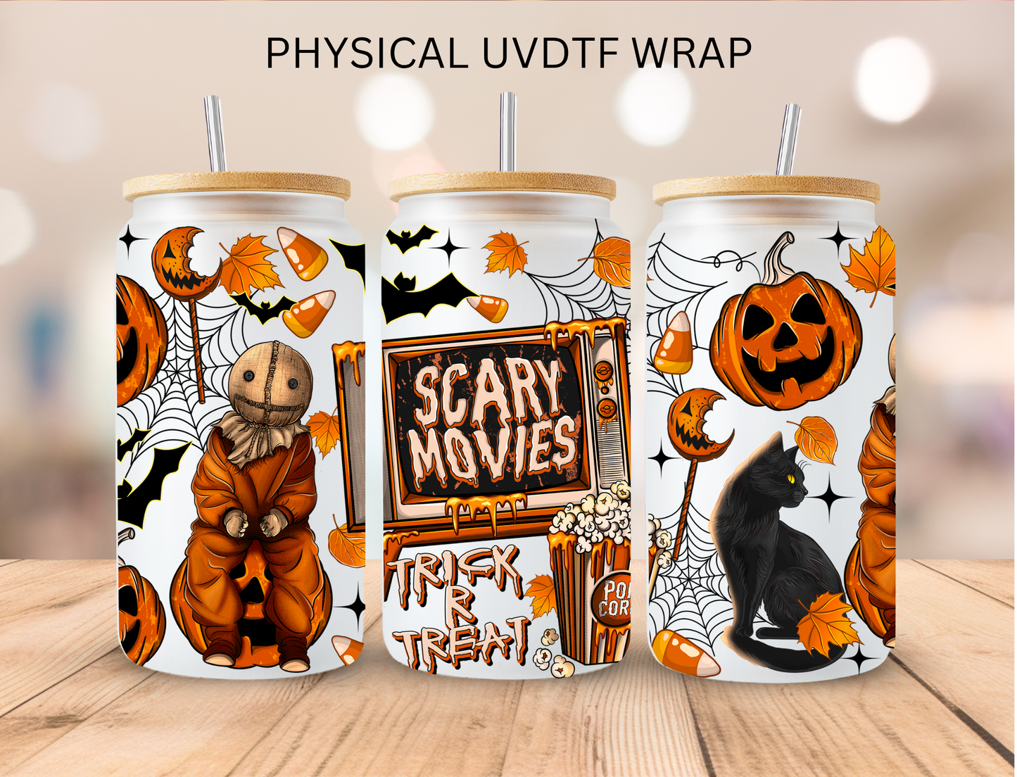 Halloween Sam Scary Movies - 16 oz / 20 oz Libby UV DTF Wrap