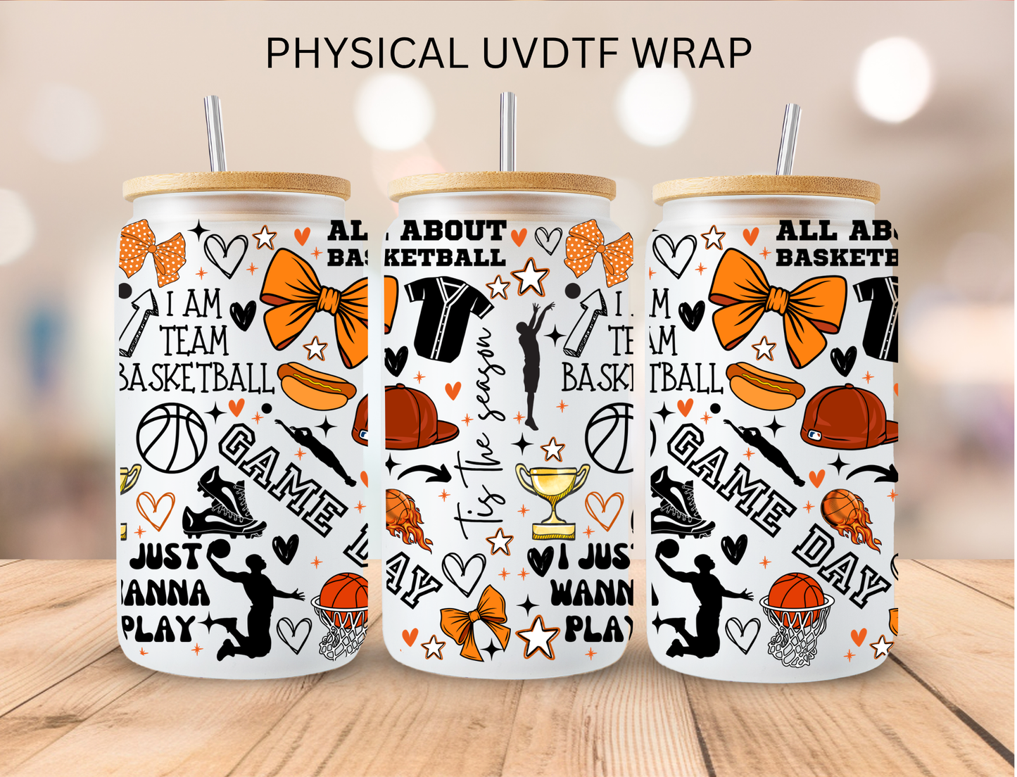 Orange Basketball GameDay - 16 oz / 20 oz Libby UV DTF Wrap