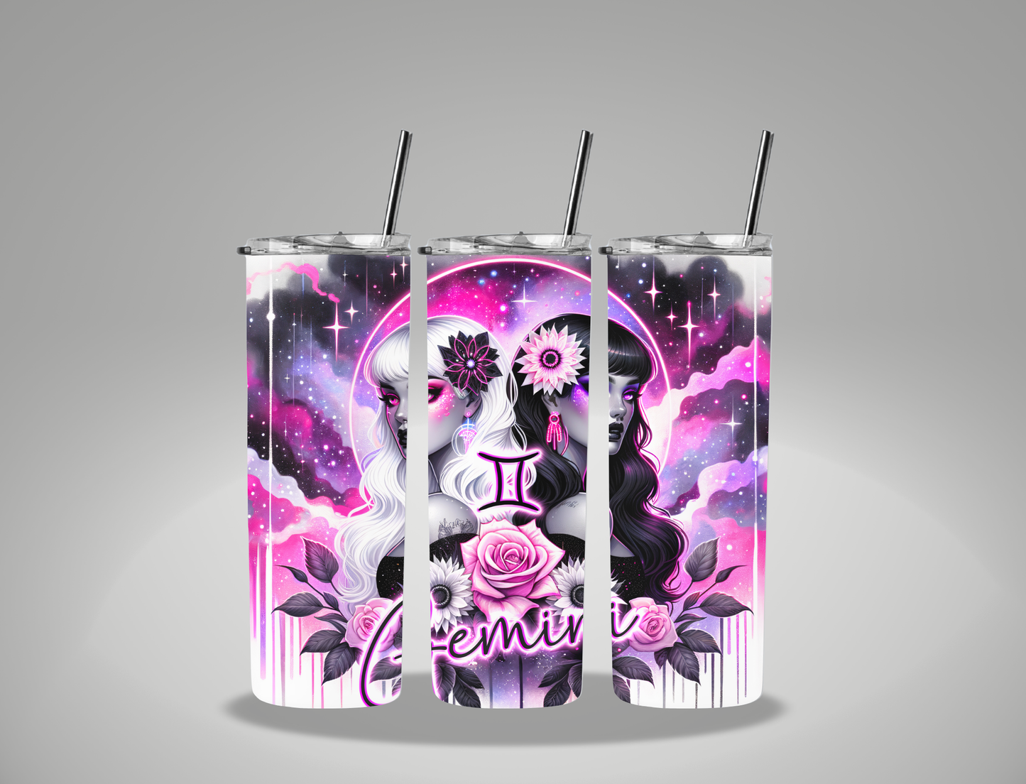 Zodiac Sign Neon Cancer - 20oz Skinny Tumbler / 25 Oz Glass Tumbler Wrap EXCLUSIVE